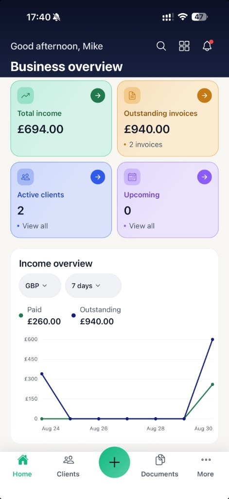 Clemion dashboard on mobile