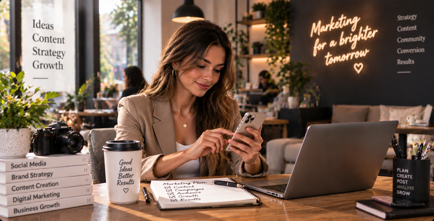 Professionista marketing che revisiona materiali di campagna cliente