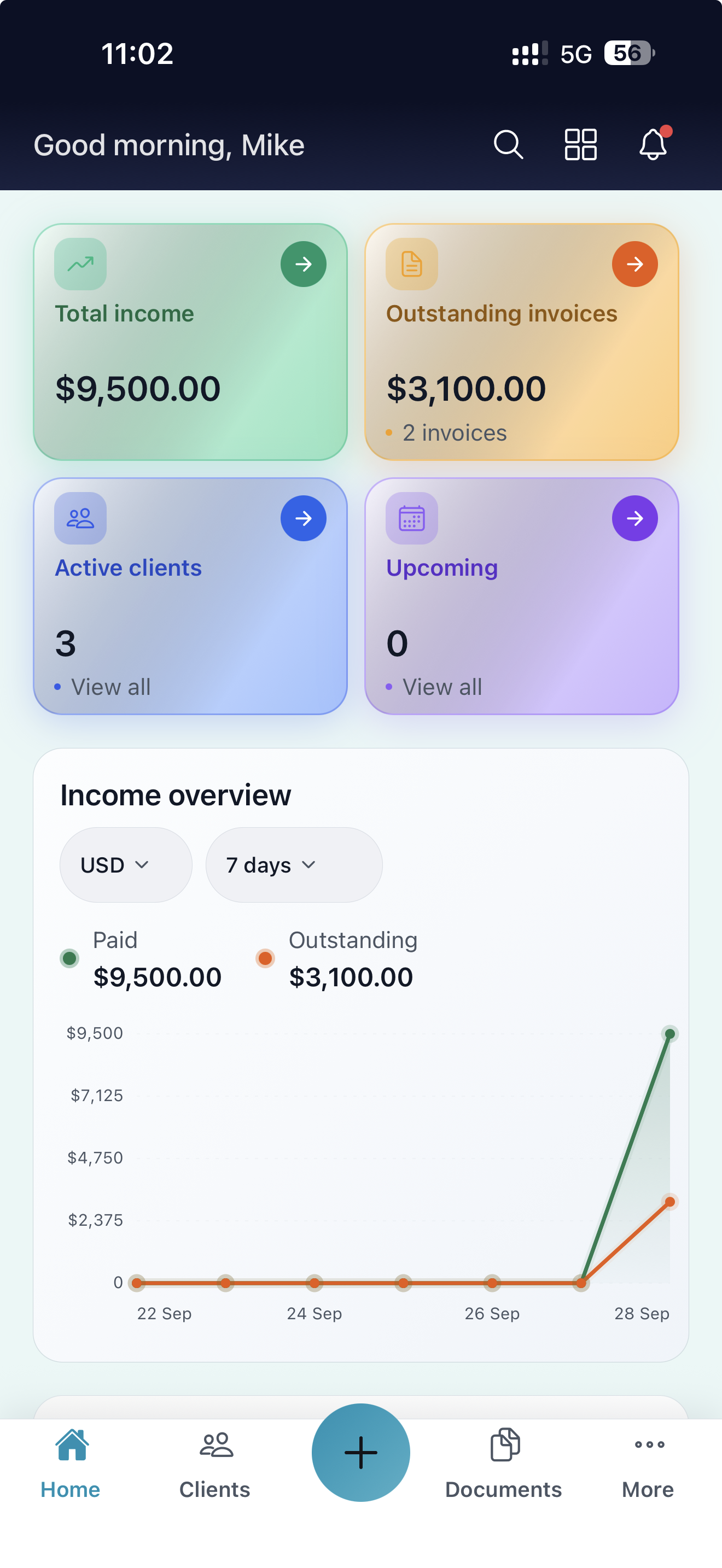 Clemion dashboard on mobile